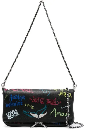 Zadig & Voltaire Graffiti-print leather crossbody bag