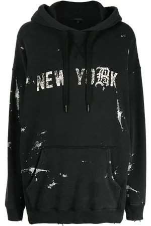 R13 Slogan-print distressed hoodie