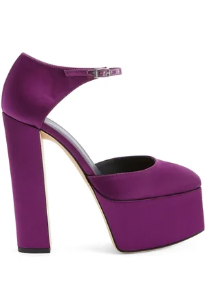 HAUS OF HONEY crossover detail chunky 125mm heels - Purple