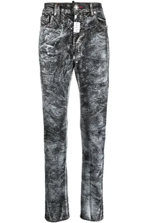 Philipp Plein Abstract-print straight-leg jeans