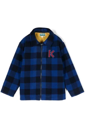 Kenzo Logo-embroidered checked wool jacket