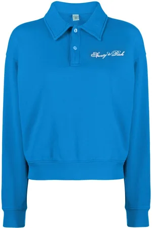 Sporty & Rich Logo-embroidered polo-collar sweatshirt