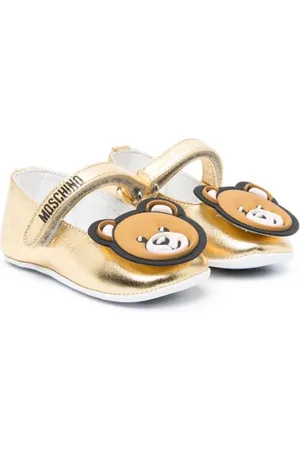 Moschino Teddy Bear-patch metallic ballerina shoes