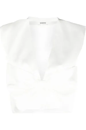 Sandro Oversized bow-detail cropped top