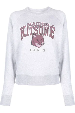 Maison Kitsuné Fox-motif m??lange-effect cotton jumper