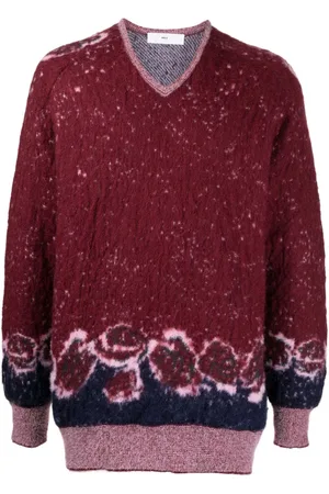 TOGA PULLA V-neck patterned intarsia-knit sweater