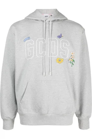 GCDS Logo-embroidered cotton hoodie