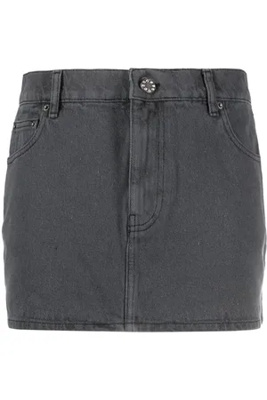 ROTATE Logo-patch denim skirt
