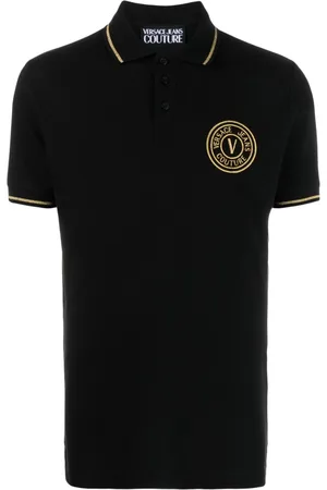 VERSACE Logo-embroidered cotton polo shirt
