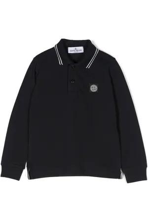 Stone Island Logo-patch long-sleeve polo shirt