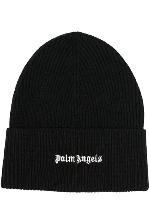 Palm Angels Logo-embroidered ribbed-knit beanie