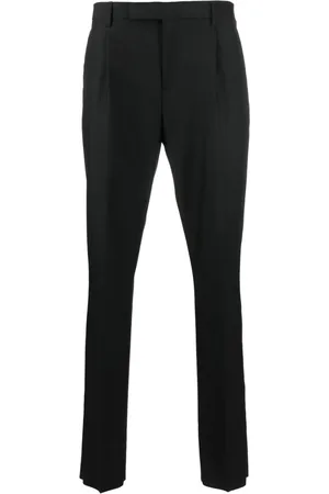 LARDINI Pressed-crease tapered-leg trousers