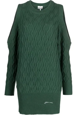 Ganni Cold-shoulder knitted dress