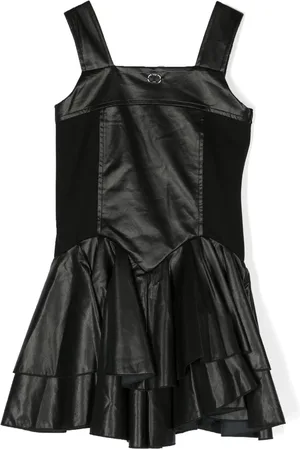Twin-Set Logo-plaque sleeveless tiered dress
