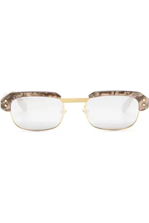 Gucci Logo-lettering rectangle-frame sunglasses