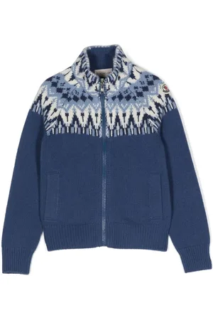 Moncler Intarsia-knit virgin-wool jacket