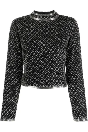 Patrizia Pepe Bead-embellished mock-neck T-shirt