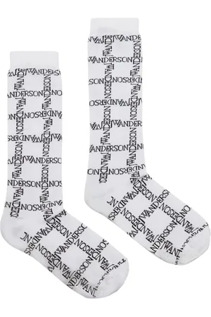 J.W.Anderson Logo grid-print socks