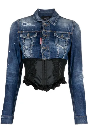 Dsquared denim jacket with ribbed collar S74AM09630 - Color: Blue -  Imatio.gr