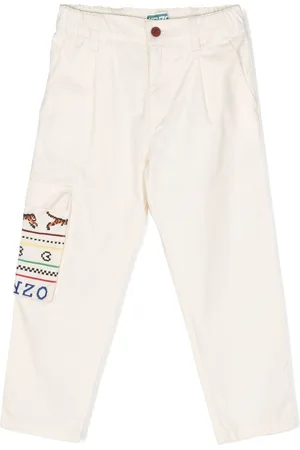 Kenzo Logo-embroidered cotton trousers