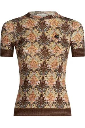 Etro Paisley-print ribbed-knit top