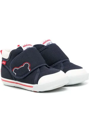 Miki House Bear-motif touch-strap sneakers