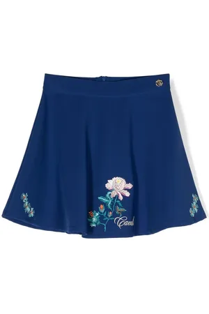 Roberto Cavalli Flower-embroidered short skirt