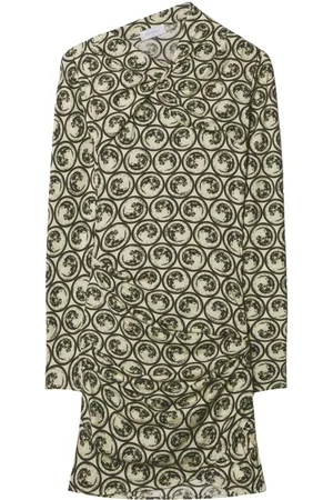 OFF-WHITE Moon-print gathered asymmetric dress