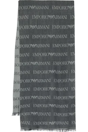 Emporio Armani Monogram-pattern knitted scarf