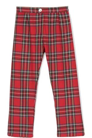 SIOLA Tartan-print pleat trousers