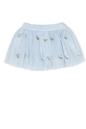 Stella McCartney Heart-embroidery tulle skirt