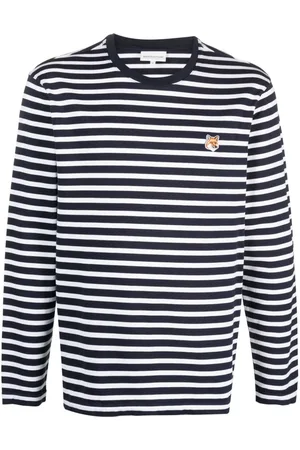 Maison Kitsuné Fox-motif striped cotton T-shirt