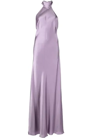 Michelle Mason Backless halter-neck tie gown