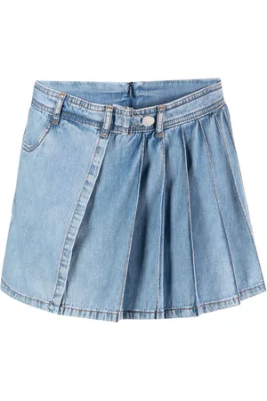 Moschino Pleated layered denim shorts