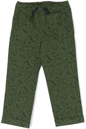 There Was One Kids Sketch-print cotton trousers