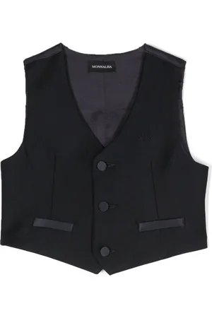 MONNALISA Logo-embroidered sleeveless waistcoat