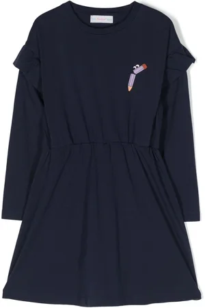 There Was One Kids Logo-print ruffled cotton dress