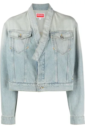 Kenzo Faded-effect cropped denim jacket