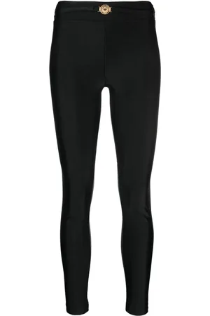 Roberto Cavalli Logo-plaque mid-rise leggings