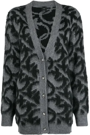 Pinko Intarsia-knit button-up cardigan