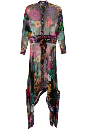 AMIR SLAMA Floral print silk long dress