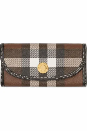 Burberry Women's Porter Checkered Textured Leather Zip Around Wallet