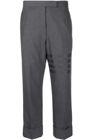 Thom Browne 4-Bar stripe cropped wool trousers