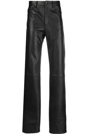 Marine Serre Logo-debossed leather trousers