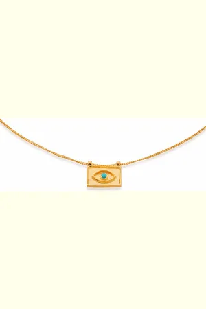 Monica Vinader Deia Evil Eye turquoise necklace