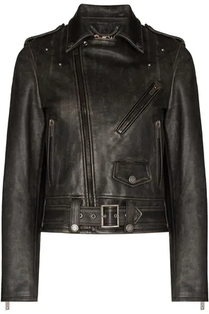 Golden Goose Distressed-effect leather biker jacket