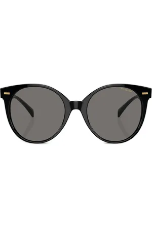 VERSACE Logo-plaque round-frame sunglasses