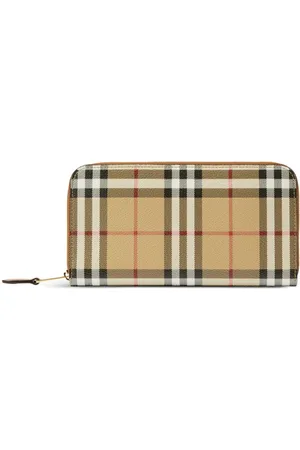 Burberry Checked zipped leather wallet