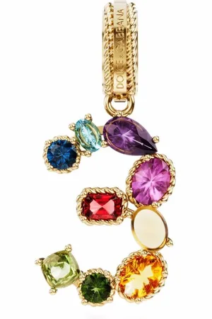 Dolce & Gabbana 18kt yellow number 3 gemstone pendant