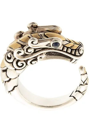 John Hardy 18kt yellow gold and sterling Legends Naga sapphire ring